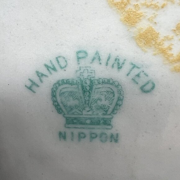 Nippon Rare Antique Hand Painted Floral Two Handed Vase Ruffled Rim 3D Bloomcore - Picture 3 of 15